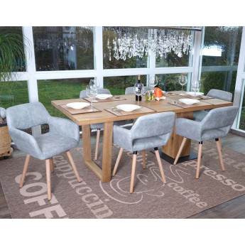 6x chaise de salle à manger HWC-A50 II, fauteuil, design rétro des années 50 - tissu, gris béton