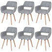 6x chaise de salle à manger HWC-A50 II, fauteuil, design rétro des années 50 - tissu, gris béton
