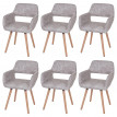 6x chaise de salle à manger HWC-A50 II, fauteuil, design rétro des années 50 - tissu, gris silex