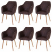 6x chaise de séjour / salle à manger Malmö T381, style rétro des années 50 - tissu, vintage marron foncé