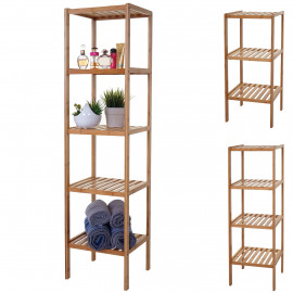 Étagère de salle de bains HWC-B18, Armoire, Bambou - 140x34x33cm