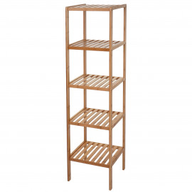 Étagère de salle de bains HWC-B18, Armoire, Bambou - 140x34x33cm