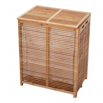 Coffre / panier à linge HWC-B18, Bambou 61x50x35cm