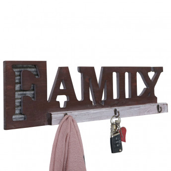 Garde-robe murale HWC-A91 Family, planche vestiaire, style chalet, bois, métal