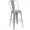Tabouret de bar HWC-A73, chaise de comptoir avec dossier, métal, design industriel - gris