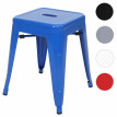 Tabouret en métal HWC-A73, désign industriel métallique, empilable - bleu