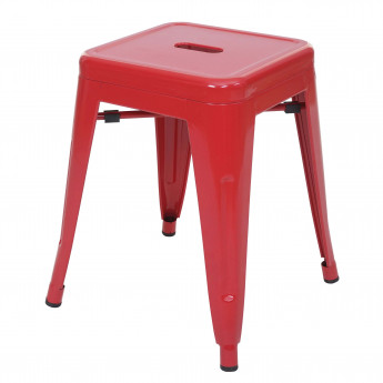 Tabouret en métal HWC-A73, désign industriel métallique, empilable - rouge