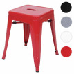 Tabouret en métal HWC-A73, désign industriel métallique, empilable - rouge
