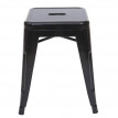 Tabouret en métal HWC-A73, désign industriel métallique, empilable - noir