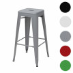 Tabouret de bar HWC-A73, chaise de comptoir, métal, empilable, design industriel - gris