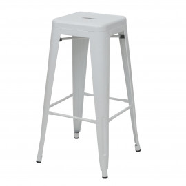 Tabouret de bar HWC-A73, chaise de comptoir, métal, empilable, design industriel - blanc