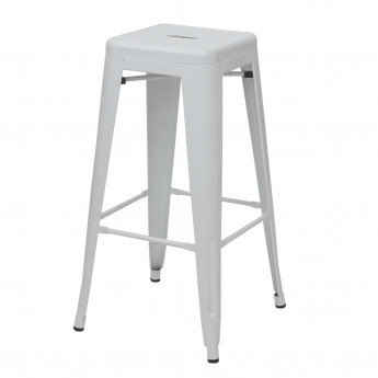 Tabouret de bar HWC-A73, chaise de comptoir, métal, empilable, design industriel - blanc