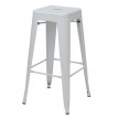 Tabouret de bar HWC-A73, chaise de comptoir, métal, empilable, design industriel - blanc