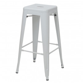 Tabouret de bar HWC-A73, chaise de comptoir, métal, empilable, design industriel - blanc