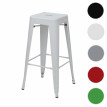 Tabouret de bar HWC-A73, chaise de comptoir, métal, empilable, design industriel - blanc