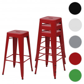4x tabouret de bar HWC-A73, chaise de comptoir, métal, empilable, design industriel - gris