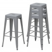 4x tabouret de bar HWC-A73, chaise de comptoir, métal, empilable, design industriel - gris