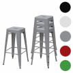 4x tabouret de bar HWC-A73, chaise de comptoir, métal, empilable, design industriel - gris