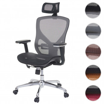 Chaise de bureau HWC-A61, chaise pivotante, tissu ISO9001 - noir/orange