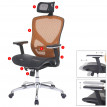Chaise de bureau HWC-A61, chaise pivotante, tissu ISO9001 - noir/orange