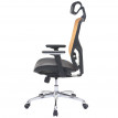 Chaise de bureau HWC-A61, chaise pivotante, tissu ISO9001 - noir/orange