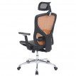 Chaise de bureau HWC-A61, chaise pivotante, tissu ISO9001 - noir/orange