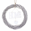 Décor de porte Home, rond, couronne de décoration, bois Ø 40cm blanc / gris