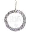 Décor de porte Home, rond, couronne de décoration, bois Ø 40cm blanc / gris