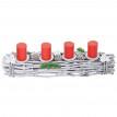 Couronne de l'Avent XXL, décoration de Noël, bois, Ø 48cm, blanc / gris - sans bougies