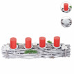 Couronne de l'Avent XXL, décoration de Noël, bois, Ø 48cm, blanc / gris - sans bougies