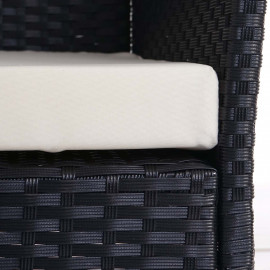 Banc de jardin Halden en polyrotin, banquette - anthracite, coussin crème