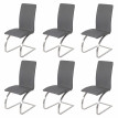 6x chaise de salle à manger Nord, chaise cantilever, fauteuil, tissu, gris