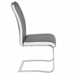 2x chaise de salle à manger Doubs, chaise cantilever, fauteuil, similicuir, gris/blanc avec poignée