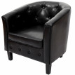 Fauteuil Newport T809, fauteuil de salon / club, similicuir - noir avec rivets