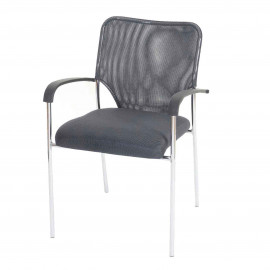Lot de 12 chaises de conférence / visiteur Tulsa, empilable, tissu  siège gris, dossier gris