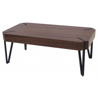 Table basse de salon Kos T573, FSC 43x110x60cm - chêne marron, pieds métalliques foncés