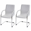 2x chaise de conférence Samara, chaise visiteurs cantilever, similicuir - blanc
