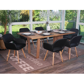 6x chaise de salle à manger Altena II, fauteuil, design rétro des années 50 - similicuir, noir