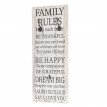 Garde-robe murale Family Rules, planche vestiaire, style shabby, vintage avec 3 crochets, 76x31cm
