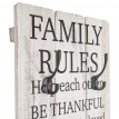 Garde-robe murale Family Rules, planche vestiaire, style shabby, vintage avec 3 crochets, 76x31cm