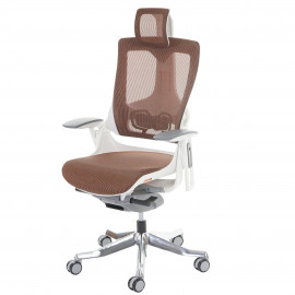 Fauteuil de bureau MERRYFAIR Wau 2, chaise pitovante, rembourrage / filet, ergonomique - marron/orange