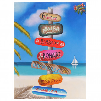 Peinture à l'huile plaque de rue peinte à la main à 100% / toile de décoration murale XL - 100x75cm