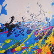 Tableau à l'huile, vague, peint à la main à 100%, toile de décoration murale XL - 120x60cm