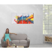 Tableau à l'huile, vague, peint à la main à 100%, toile de décoration murale XL - 120x60cm