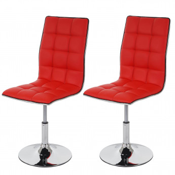2x chaise de salle à manger HWC-C41, fauteuil, similicuir - rouge