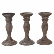 Bougeoir candélabre T361, romantique, 3 parties, style shabby, hauteur 24cm - marron