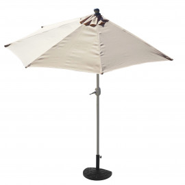 Demi-parasol aluminium Parla pour balcon ou terrasse, IP 50+, 260cm - crème avec pied