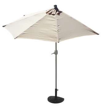 Demi-parasol aluminium Parla pour balcon ou terrasse, IP 50+, 260cm - crème avec pied