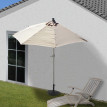 Demi-parasol aluminium Parla pour balcon ou terrasse, IP 50+, 260cm - crème avec pied