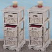 2x commodes /meubles d'appoint / étagères, 3 paniers, 25x28x58cm, shabby, vintage, blanc